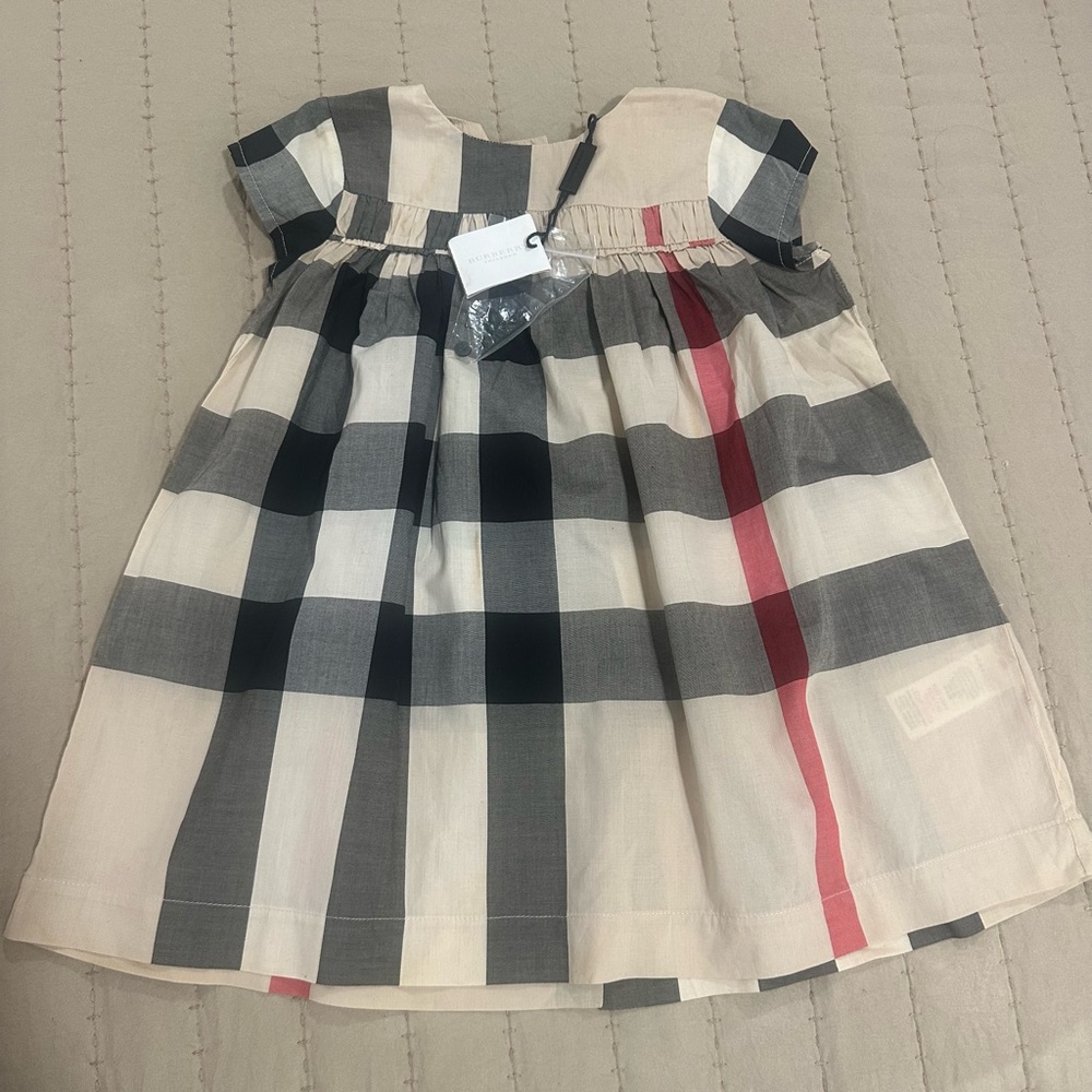 Burberry Kids Dress in Black, White, and Red Plaid